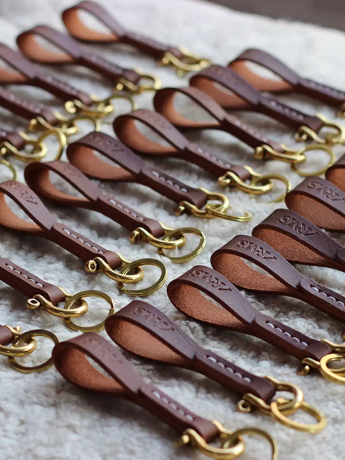 Custom Handcrafted Genuine Leather Keychain - Personalized Key Holder with Logo Embossing