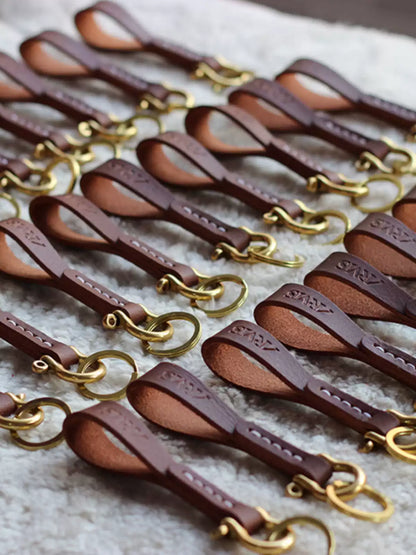 Custom Handcrafted Genuine Leather Keychain - Personalized Key Holder with Logo Embossing
